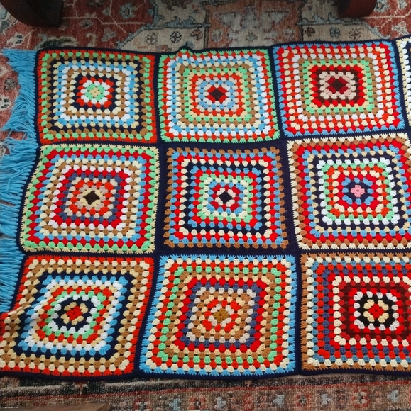 Bedding Antique Handmade Crochet Fringed Throw Blanket 71 X 51 Poshmark